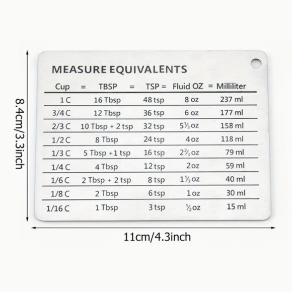 Stainless Steel Fridge Magnet, Common Unit Conversion Comparison Table - Picture 2 of 13